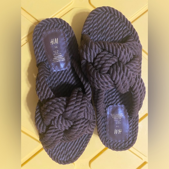 H&M Dark Brown Rope Slides size US 5 or EUR 36 (NWOT) - Picture 3 of 13